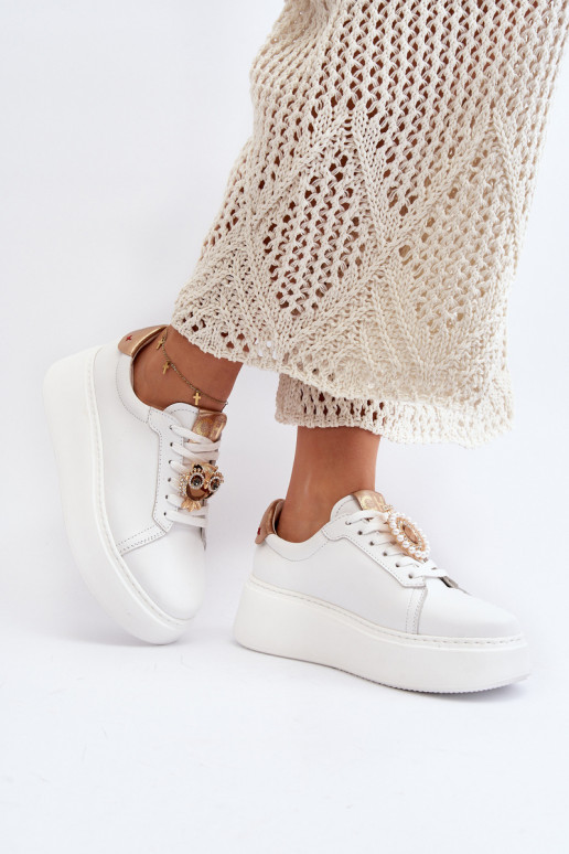 Femminile Pelle Scarpe modello sneakers CheBello 4411 Colore bianco Femminile Pelle Scarpe modello sneakers CheBello 4411 Colore bianco