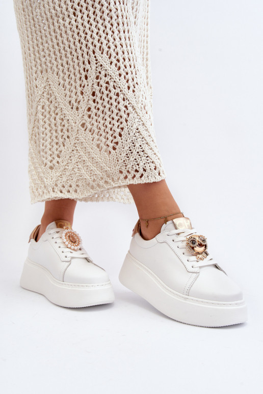 Femminile Pelle Scarpe modello sneakers CheBello 4411 Colore bianco Femminile Pelle Scarpe modello sneakers CheBello 4411 Colore bianco