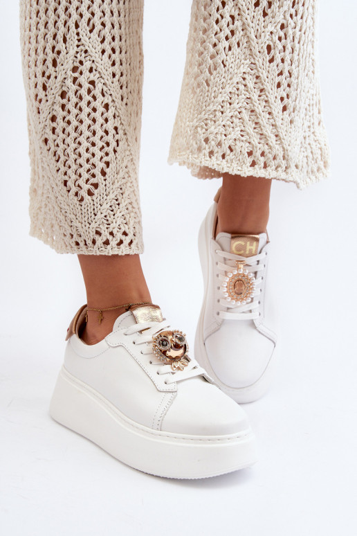 Femminile Pelle Scarpe modello sneakers CheBello 4411 Colore bianco Femminile Pelle Scarpe modello sneakers CheBello 4411 Colore bianco