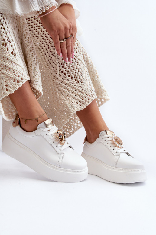 Femminile Pelle Scarpe modello sneakers CheBello 4411 Colore bianco Femminile Pelle Scarpe modello sneakers CheBello 4411 Colore bianco