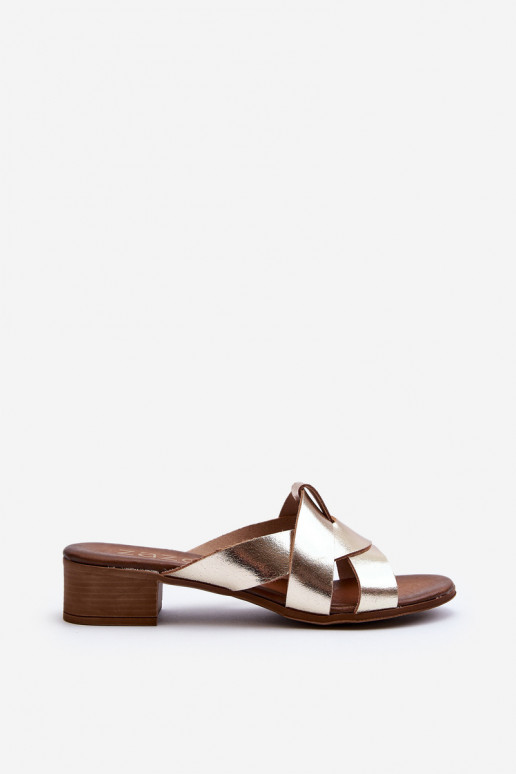 Zazoo 40236 Pantofole in pelle Femminile Con tacco basso colore dorato Zazoo 40236 Pantofole in pelle Femminile Con tacco basso colore dorato