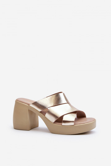 Pantofole in pelle Zazoo 40373 color oro 2