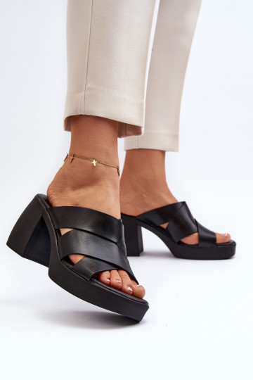Pantofole in pelle Zazoo 40373 color nero