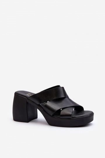Pantofole in pelle Zazoo 40373 color nero 2