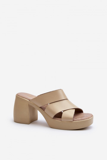 Pantofole in pelle Zazoo 40373 color sabbia 2