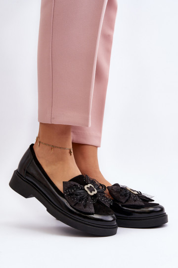 Femminile Mocassini laccati con nastri Laura Messi 2786 colore nero 2