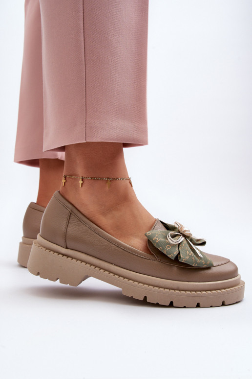 Femminile Pelle Mocassini con nastri Laura Messi 2787 beige Femminile Pelle Mocassini con nastri Laura Messi 2787 beige