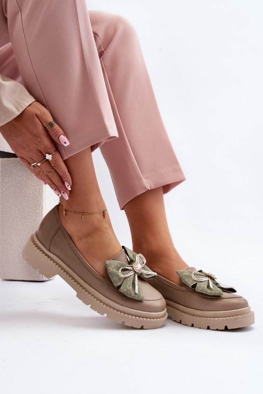 Femminile Pelle Mocassini con nastri Laura Messi 2787 beige Femminile Pelle Mocassini con nastri Laura Messi 2787 beige