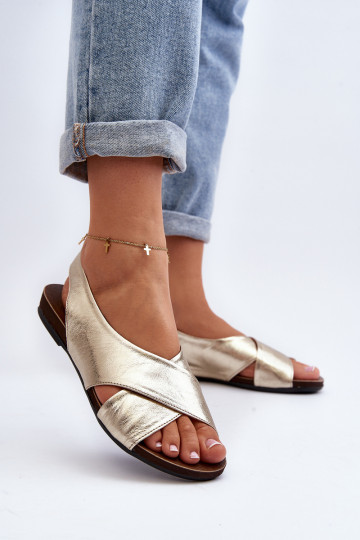 Sandali in pelle femminili Zazoo 40407 color oro