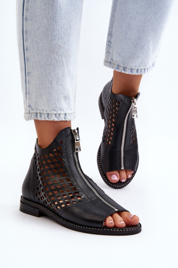 Zazoo 977/L Pelle Sandali traforati Al Castello colore nero