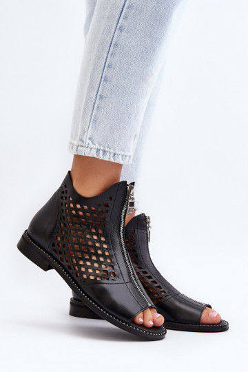 Zazoo 977/L Pelle Sandali traforati Al Castello colore nero 2