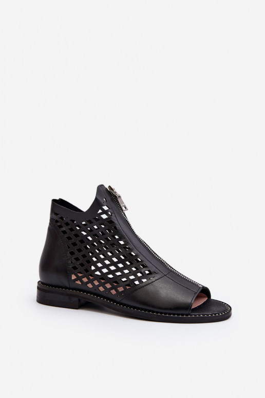 Zazoo 977/L Pelle Sandali traforati Al Castello colore nero Zazoo 977/L Pelle Sandali traforati Al Castello colore nero