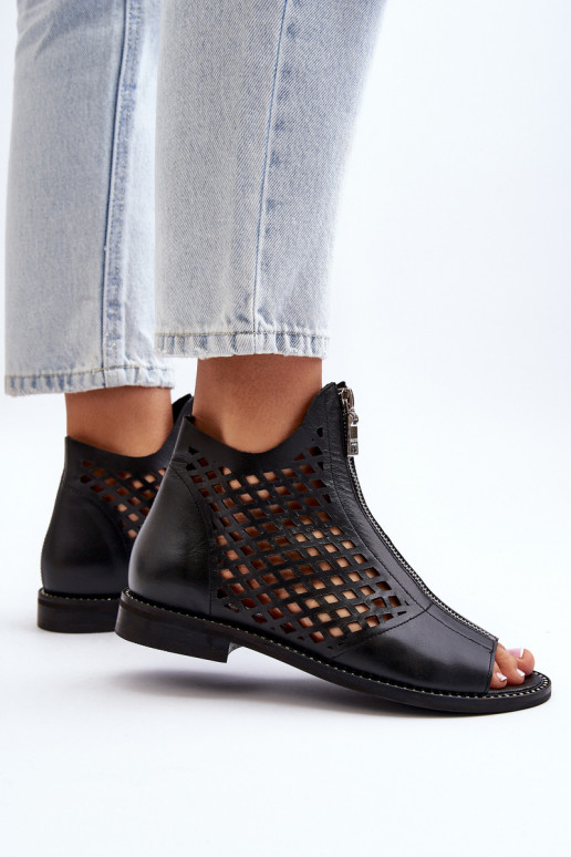 Zazoo 977/L Pelle Sandali traforati Al Castello colore nero Zazoo 977/L Pelle Sandali traforati Al Castello colore nero