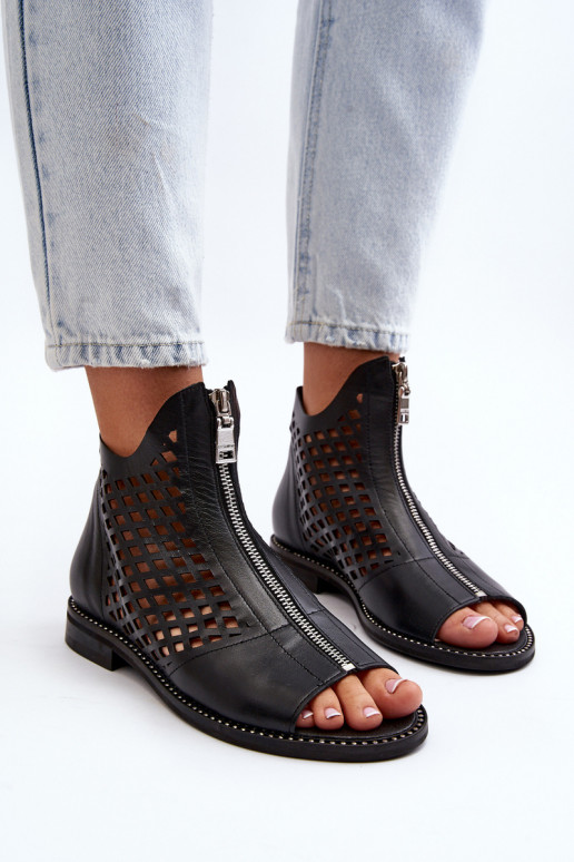 Zazoo 977/L Pelle Sandali traforati Al Castello colore nero Zazoo 977/L Pelle Sandali traforati Al Castello colore nero