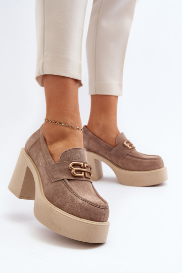 Scarpe in suede con tacco Zazoo 20170 color sabbia