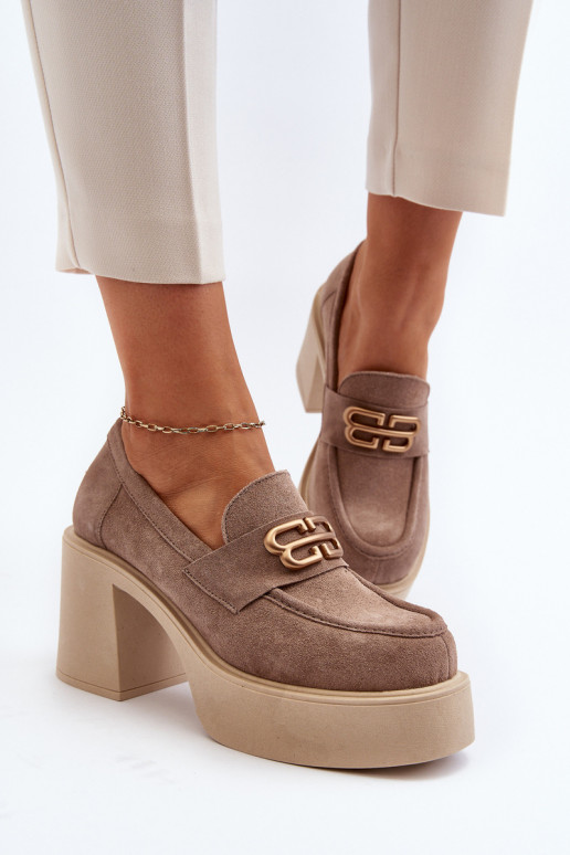 Zazoo 20170 scarpe dalla pelle scamosciata Femminile con i tacchi beige Zazoo 20170 scarpe dalla pelle scamosciata Femminile con i tacchi beige