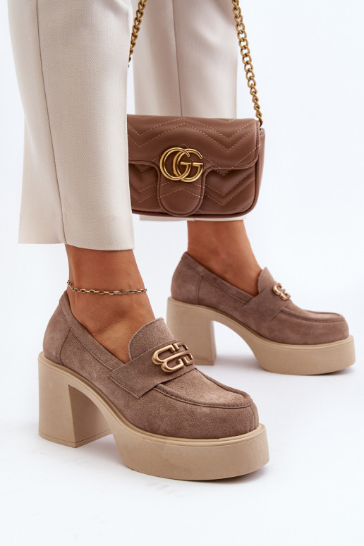 Zazoo 20170 scarpe dalla pelle scamosciata Femminile con i tacchi beige Zazoo 20170 scarpe dalla pelle scamosciata Femminile con i tacchi beige