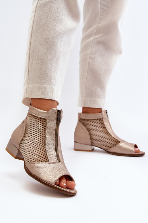 Pelle Stivali da donna con tacchi larghiOdkrytymi Palcami Deveciejka 06413-25 colore dorato Pelle Stivali da donna con tacchi larghiOdkrytymi Palcami Deveciejka 06413-25 colore dorato