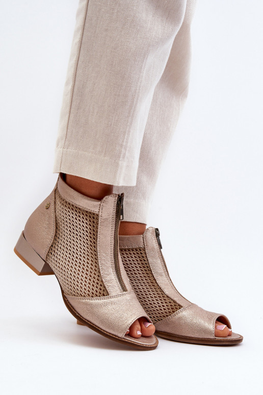 Pelle Stivali da donna con tacchi larghiOdkrytymi Palcami Deveciejka 06413-25 colore dorato Pelle Stivali da donna con tacchi larghiOdkrytymi Palcami Deveciejka 06413-25 colore dorato