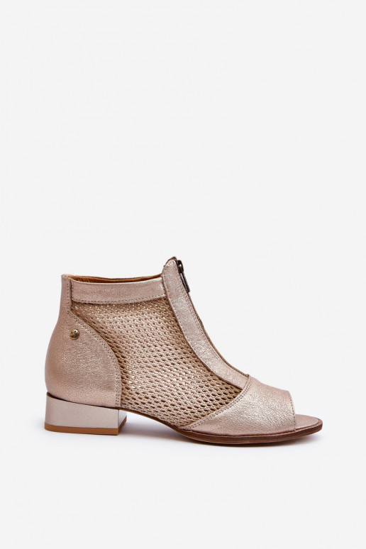 Pelle Stivali da donna con tacchi larghiOdkrytymi Palcami Deveciejka 06413-25 colore dorato Pelle Stivali da donna con tacchi larghiOdkrytymi Palcami Deveciejka 06413-25 colore dorato