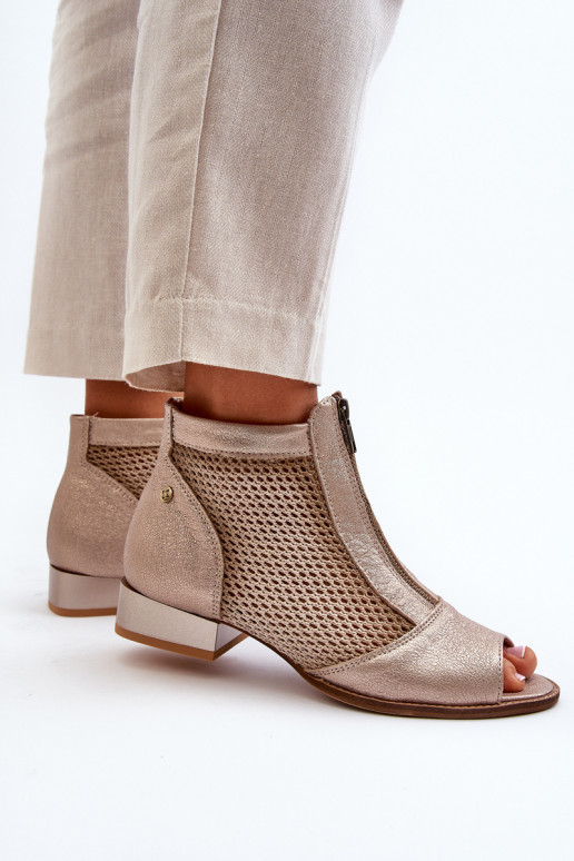 Pelle Stivali da donna con tacchi larghiOdkrytymi Palcami Deveciejka 06413-25 colore dorato Pelle Stivali da donna con tacchi larghiOdkrytymi Palcami Deveciejka 06413-25 colore dorato