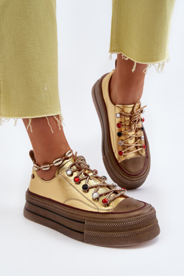 Scarpe da donna con una piattaforma GOE NN2N4055 colore dorato