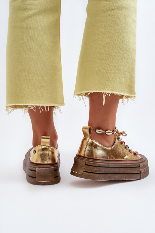 Scarpe da donna con una piattaforma GOE NN2N4055 colore dorato Scarpe da donna con una piattaforma GOE NN2N4055 colore dorato