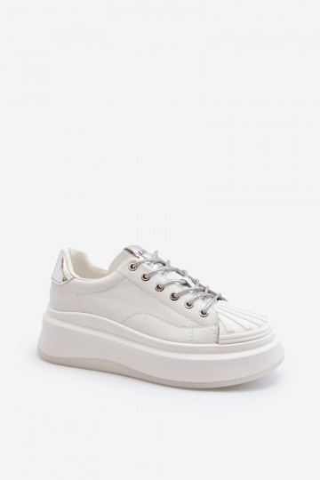 Pelle Scarpe modello sneakers Femminile con una piattaforma GOE NN2N4033 Colore bianco 2