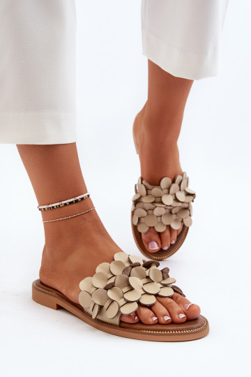 Zazoo 40381 Femminile Pantofole in pelle con tacchi larghi beige