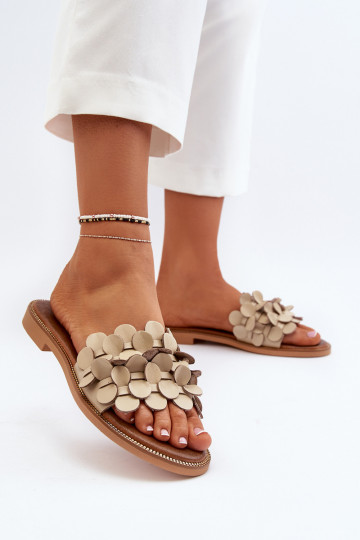 Zazoo 40381 Femminile Pantofole in pelle con tacchi larghi beige 2