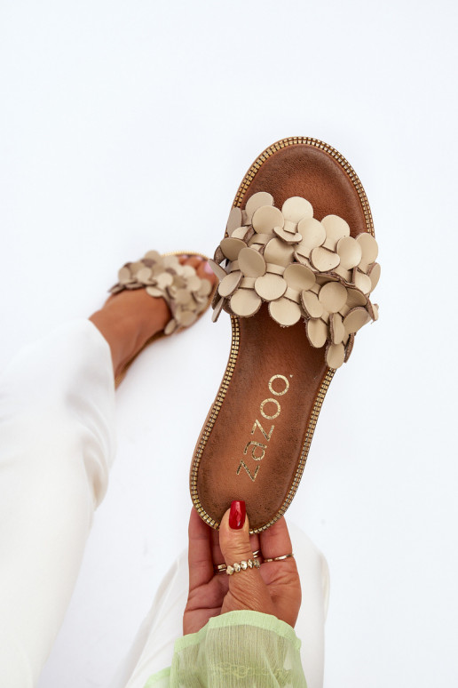 Zazoo 40381 Femminile Pantofole in pelle con tacchi larghi beige Zazoo 40381 Femminile Pantofole in pelle con tacchi larghi beige