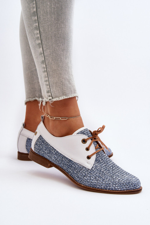 Pelle scarpe Femminile con tacchi larghi Deveciejka 06461-17 colore blu Pelle scarpe Femminile con tacchi larghi Deveciejka 06461-17 colore blu