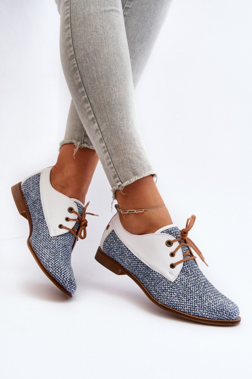 Pelle scarpe Femminile con tacchi larghi Deveciejka 06461-17 colore blu Pelle scarpe Femminile con tacchi larghi Deveciejka 06461-17 colore blu