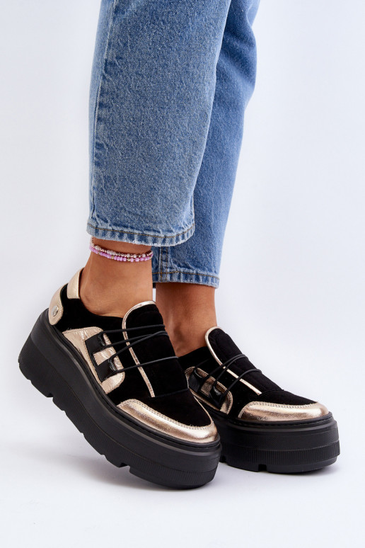 Zazoo 1833 Scarpe modello sneakers Femminile Pelle con suole massicce alla moda colore nero Zazoo 1833 Scarpe modello sneakers Femminile Pelle con suole massicce alla moda colore nero