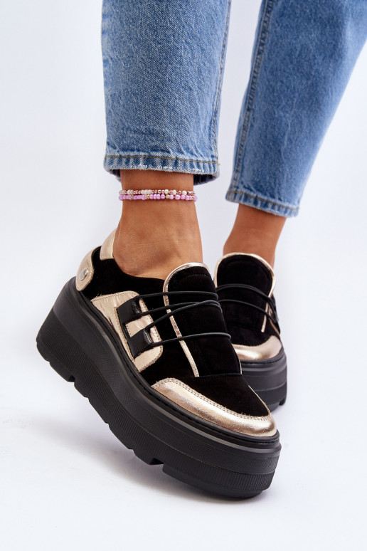 Zazoo 1833 Scarpe modello sneakers Femminile Pelle con suole massicce alla moda colore nero Zazoo 1833 Scarpe modello sneakers Femminile Pelle con suole massicce alla moda colore nero