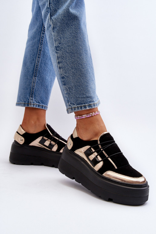 Zazoo 1833 Scarpe modello sneakers Femminile Pelle con suole massicce alla moda colore nero Zazoo 1833 Scarpe modello sneakers Femminile Pelle con suole massicce alla moda colore nero