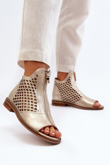 Sandali in pelle traforati Zazoo 977/L oro