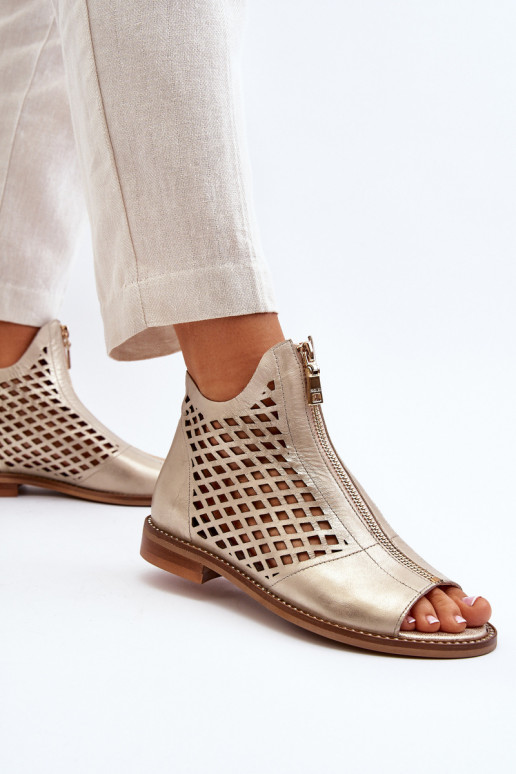 Zazoo 977/L Pelle Sandali traforati Al Castello colore dorato Zazoo 977/L Pelle Sandali traforati Al Castello colore dorato