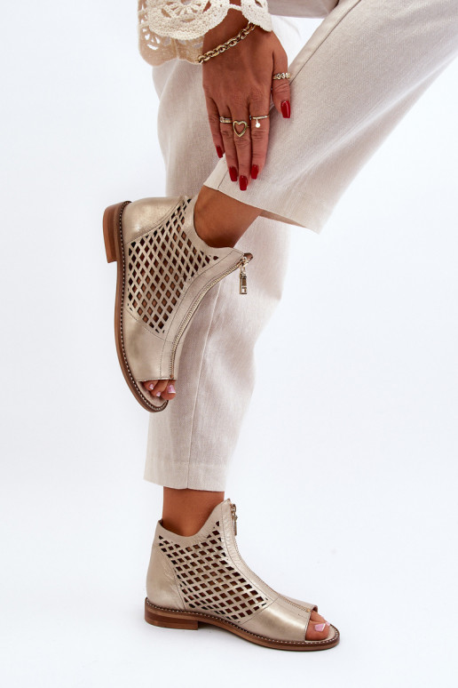 Zazoo 977/L Pelle Sandali traforati Al Castello colore dorato Zazoo 977/L Pelle Sandali traforati Al Castello colore dorato