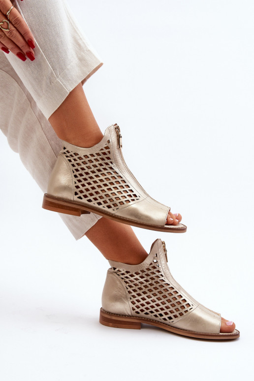 Zazoo 977/L Pelle Sandali traforati Al Castello colore dorato Zazoo 977/L Pelle Sandali traforati Al Castello colore dorato