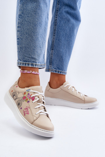 Scarpe sportive in pelle da donna Zazoo 024/TAMARA sabbia
