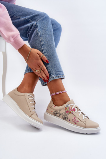 Scarpe sportive in pelle da donna Zazoo 024/TAMARA sabbia 2
