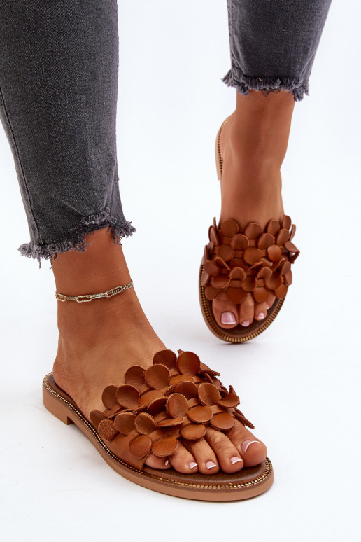 Zazoo 40381 Femminile Pantofole in pelle con tacchi larghi colore marrone Zazoo 40381 Femminile Pantofole in pelle con tacchi larghi colore marrone