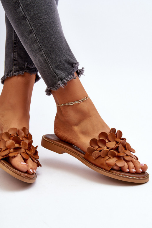 Zazoo 40381 Femminile Pantofole in pelle con tacchi larghi colore marrone Zazoo 40381 Femminile Pantofole in pelle con tacchi larghi colore marrone