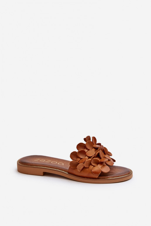 Zazoo 40381 Femminile Pantofole in pelle con tacchi larghi colore marrone Zazoo 40381 Femminile Pantofole in pelle con tacchi larghi colore marrone