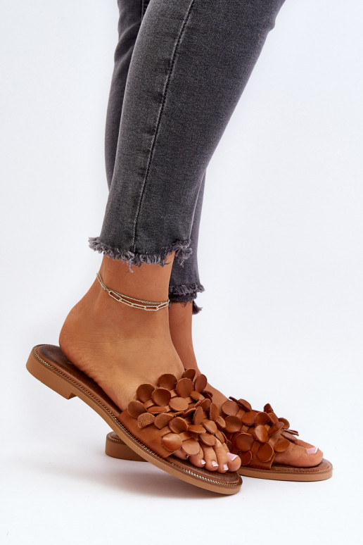 Zazoo 40381 Femminile Pantofole in pelle con tacchi larghi colore marrone Zazoo 40381 Femminile Pantofole in pelle con tacchi larghi colore marrone