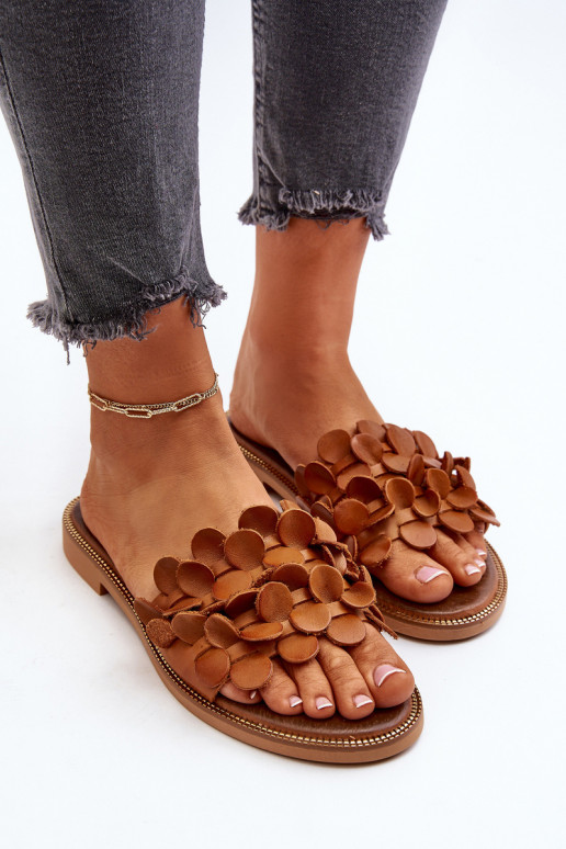 Zazoo 40381 Femminile Pantofole in pelle con tacchi larghi colore marrone Zazoo 40381 Femminile Pantofole in pelle con tacchi larghi colore marrone