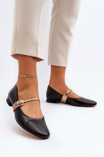 Ballerine da donna con tacco largo Laura Messi 2774 nere