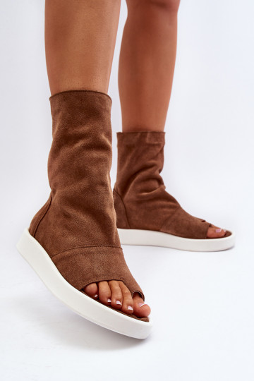 Sandali in suede da donna con tacco Zazoo 3441 marroni