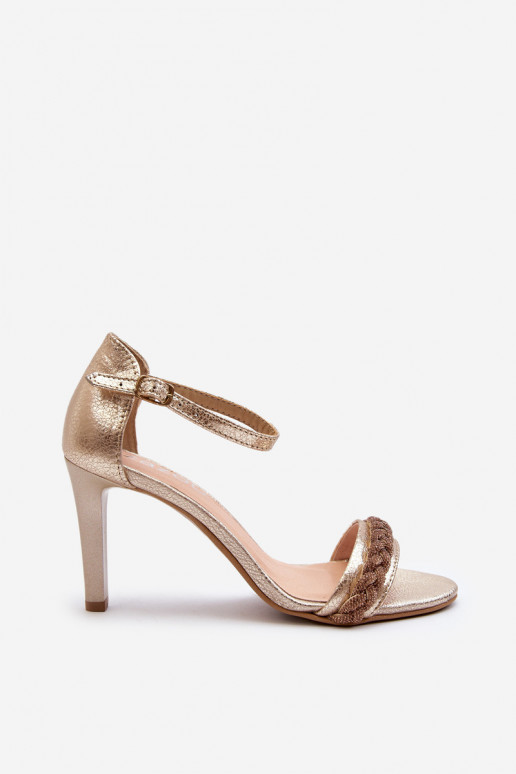 Zazoo 3328/2 Sandali da donna Pelle con tacchi sottili colore dorato Zazoo 3328/2 Sandali da donna Pelle con tacchi sottili colore dorato